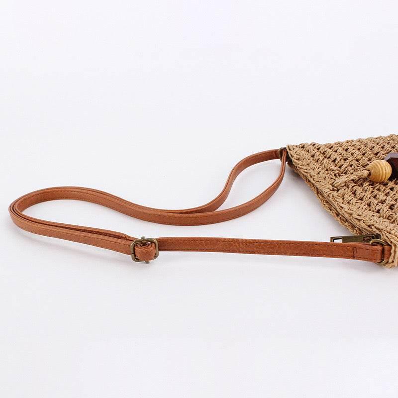 New Retro Tassel Woven Crossbody Bag for Women - Vintage Cotton Rope Shoulder Bag with Leather Strap & Zip Closure, 25cm Width