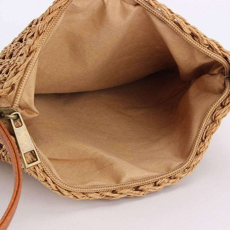 New Retro Tassel Woven Crossbody Bag for Women - Vintage Cotton Rope Shoulder Bag with Leather Strap & Zip Closure, 25cm Width
