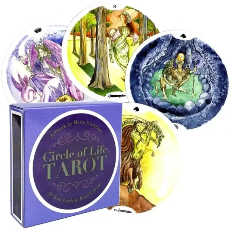 Circle of Life Tarot – 78 Round Cards Deck Infused with Sacred Blessings for Intuition and Spiritual Growth