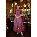 New Two-Tone Lotus Collar Crop Top Set and Pleated Skirt – Women's Traditional Thai Cotton Outfit in Yellow, Sky Blue, Pink ชมพู