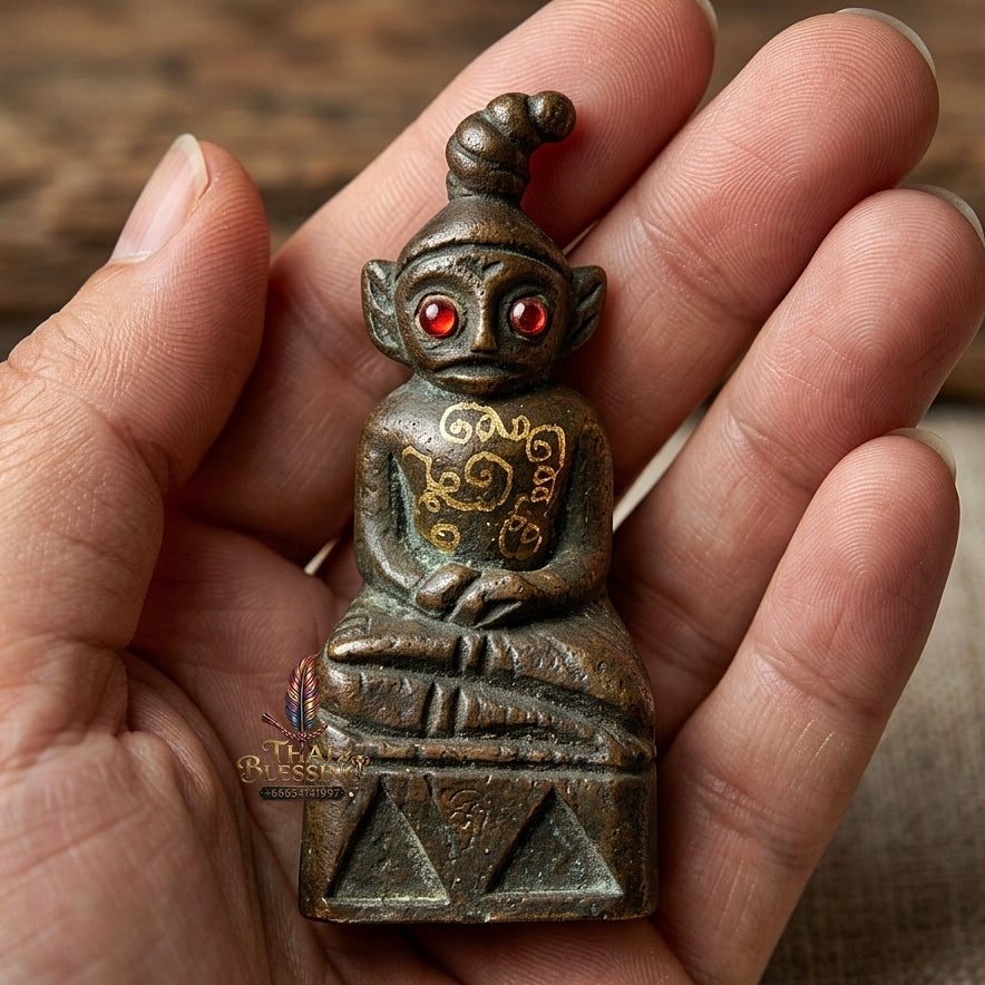 Phra Ngang Thai Amulet Protection talisman good luck charm spiritual jewelry Sacred Por Ngang Ta Pon Maha Mantra Bulging Eyes Charm