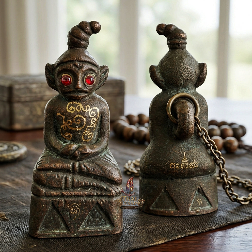 Phra Ngang Thai Amulet Protection talisman good luck charm spiritual jewelry Sacred Por Ngang Ta Pon Maha Mantra Bulging Eyes Charm