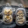 Authentic Thai Nine-Tailed Fox Amulet "White-Black Marble Sacred Powder Fox Pendant with Golden In Koo & Takrut" Consecrated by Kruba Krissana Intawanno at Weruwan Forest Monastery B.E. 2562 (2019)