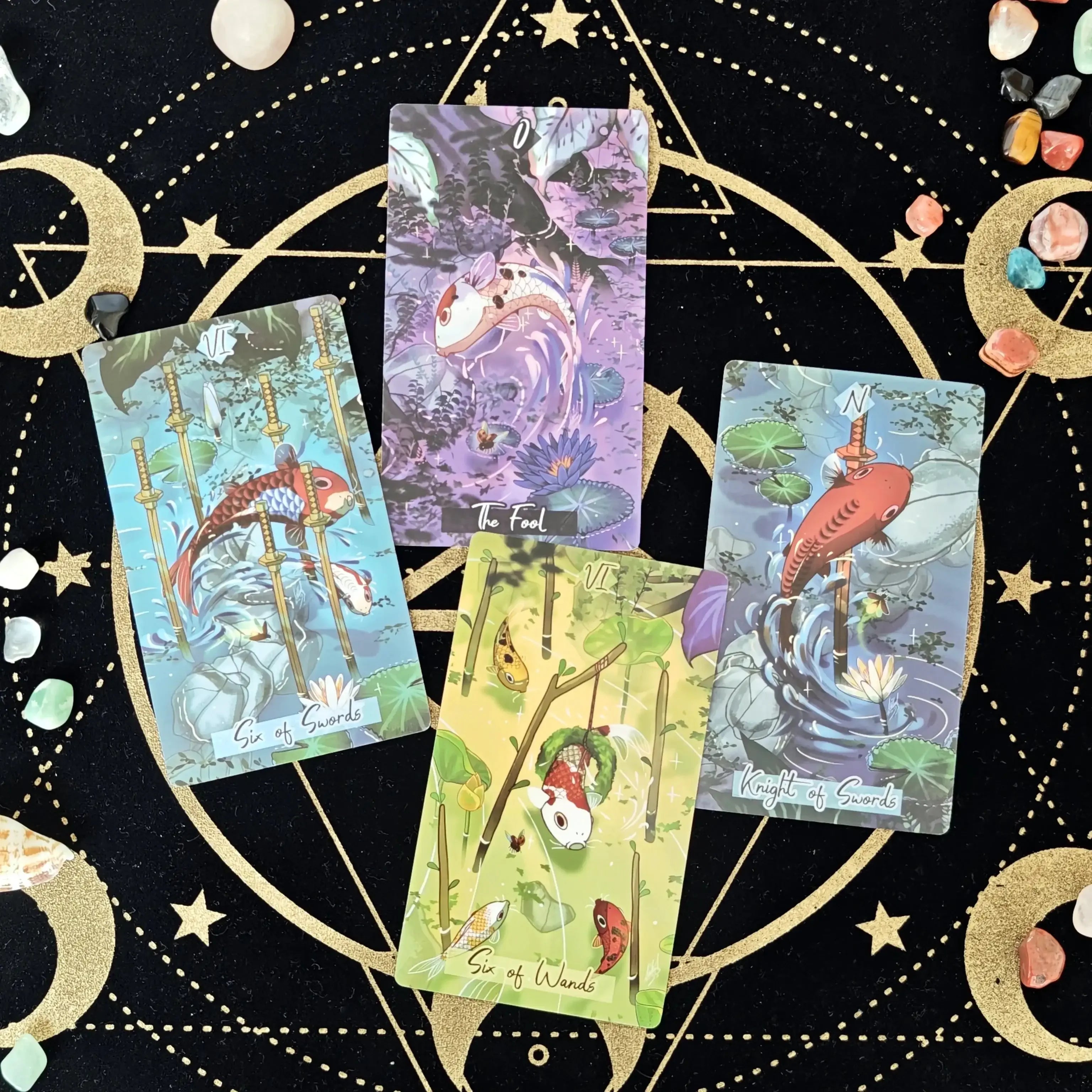 🐟 Nishikigoi Tarot Deck – 79 Cards, Intuitive and Magical Japanese Koi Fish-Themed Tarot, 12x7 cm