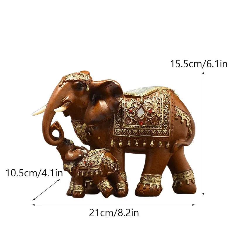 Thai Elephant Home Decor Statue - Ornate Lucky Elephant Accent Piece Brown