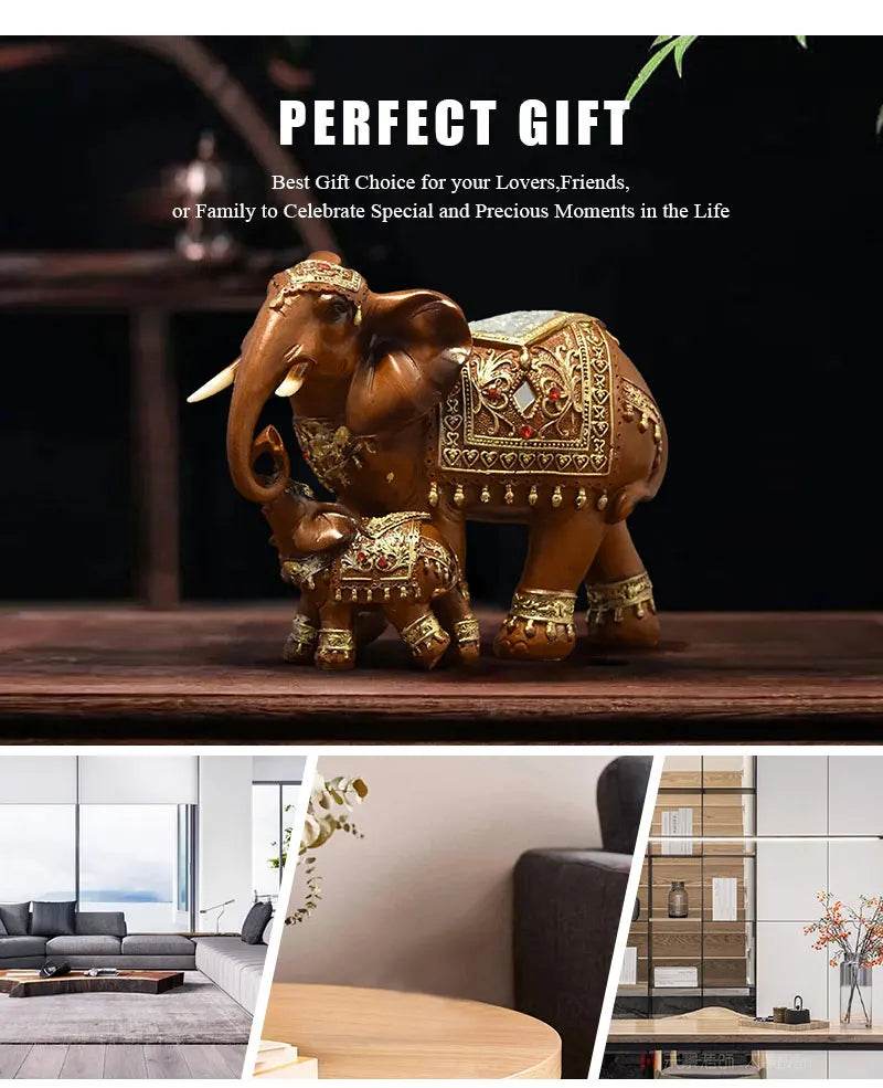 Thai Elephant Home Decor Statue - Ornate Lucky Elephant Accent Piece