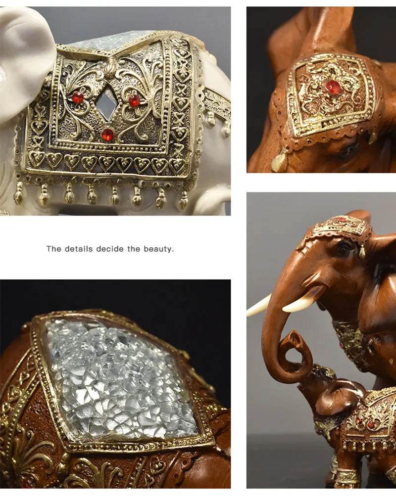 Thai Elephant Home Decor Statue - Ornate Lucky Elephant Accent Piece