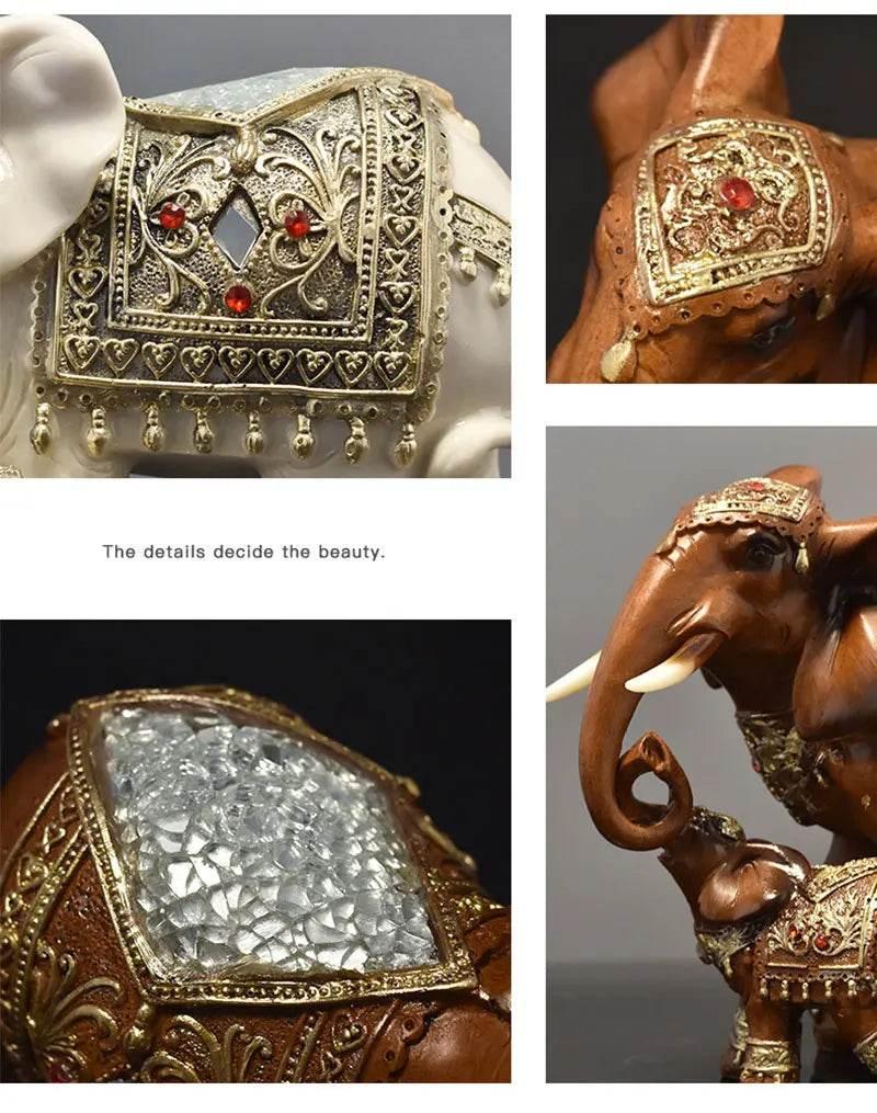 Thai Elephant Home Decor Statue - Ornate Lucky Elephant Accent Piece