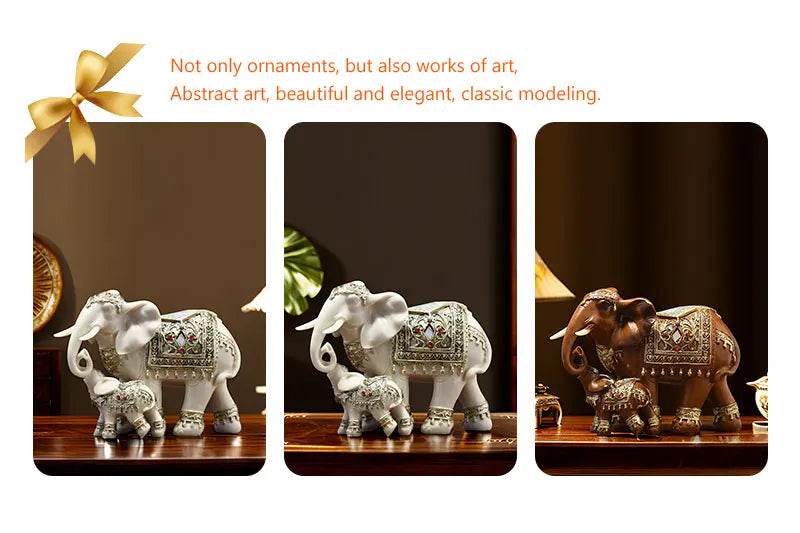Thai Elephant Home Decor Statue - Ornate Lucky Elephant Accent Piece