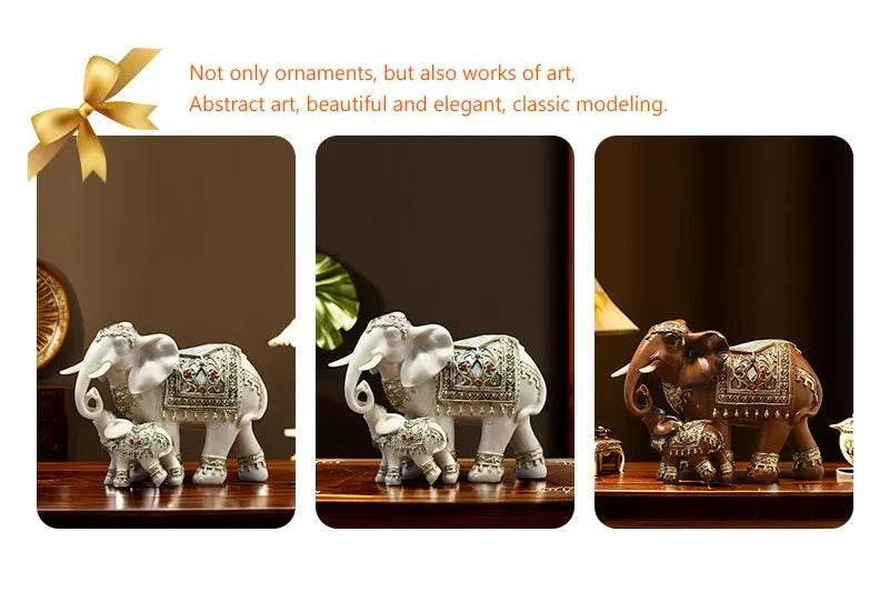 Thai Elephant Home Decor Statue - Ornate Lucky Elephant Accent Piece