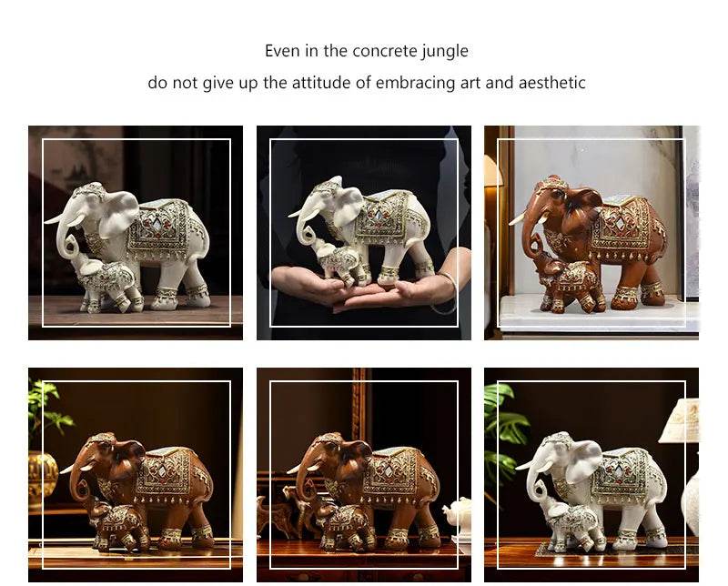 Thai Elephant Home Decor Statue - Ornate Lucky Elephant Accent Piece