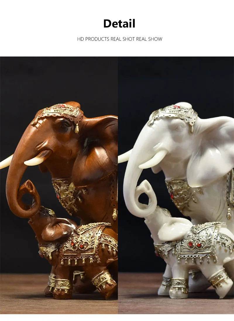 Thai Elephant Home Decor Statue - Ornate Lucky Elephant Accent Piece