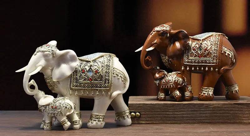 Thai Elephant Home Decor Statue - Ornate Lucky Elephant Accent Piece