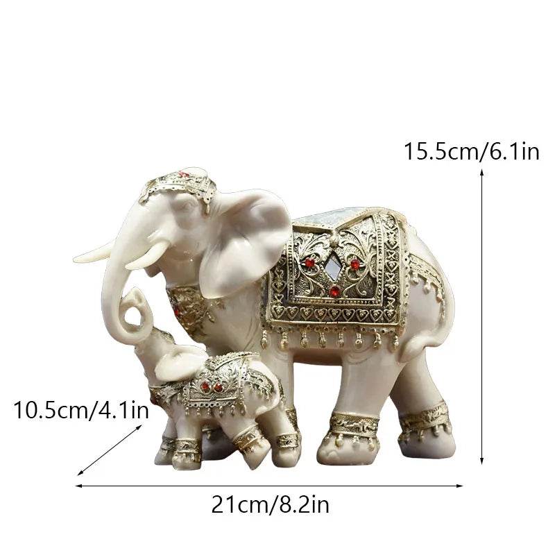 Thai Elephant Home Decor Statue - Ornate Lucky Elephant Accent Piece White