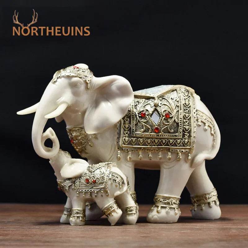Thai Elephant Home Decor Statue - Ornate Lucky Elephant Accent Piece