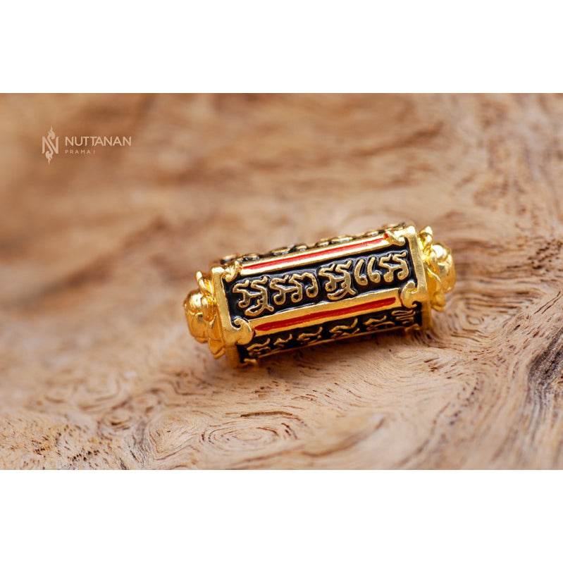 Thai billionaire takrud amulet gold script cylinder sacred talisman for wealth and protection