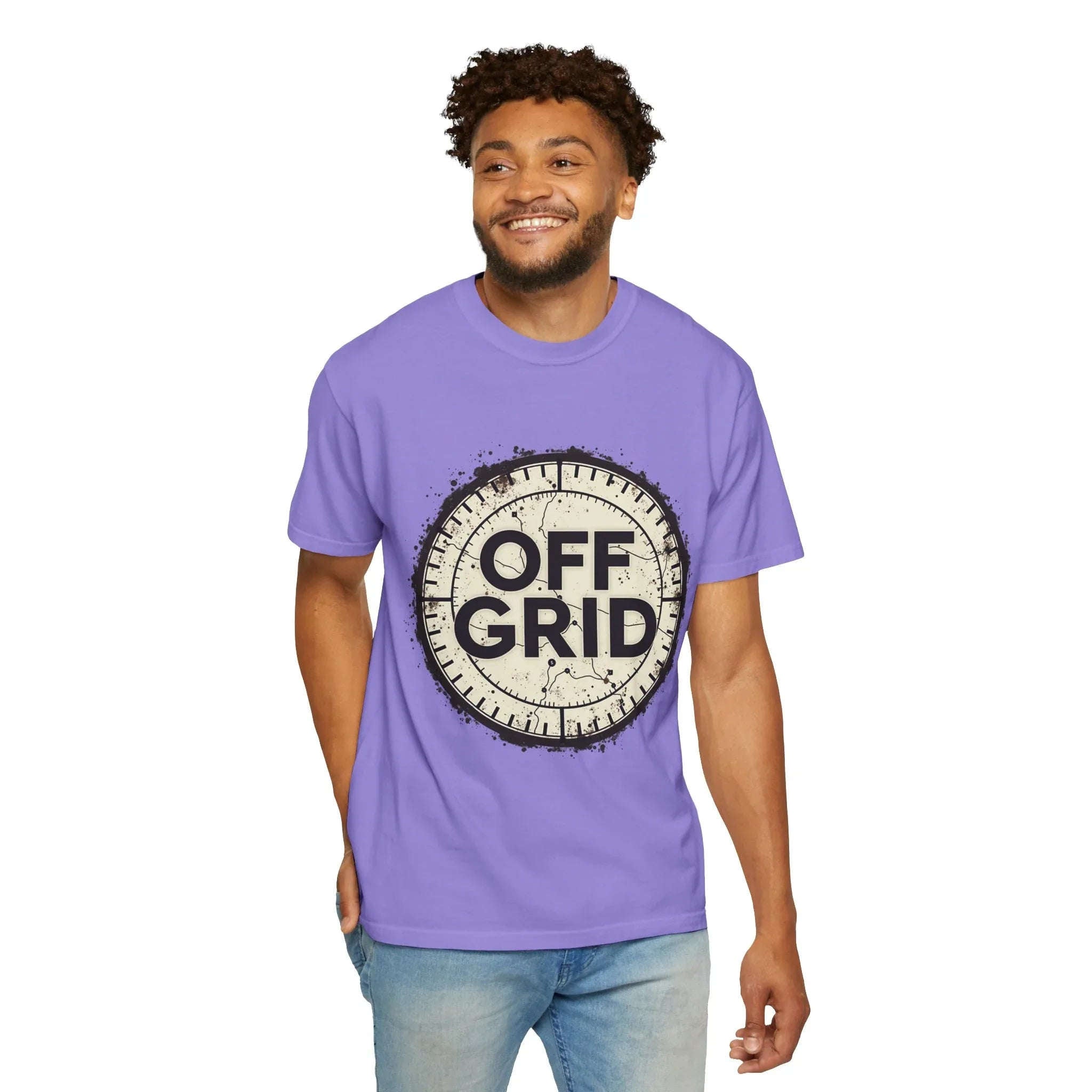 Off Grid Compass T-Shirt, Adventure Map Outdoor Tee, Vintage Compass Graphic Shirt, Hiking Camping Trail Shirt Violet
