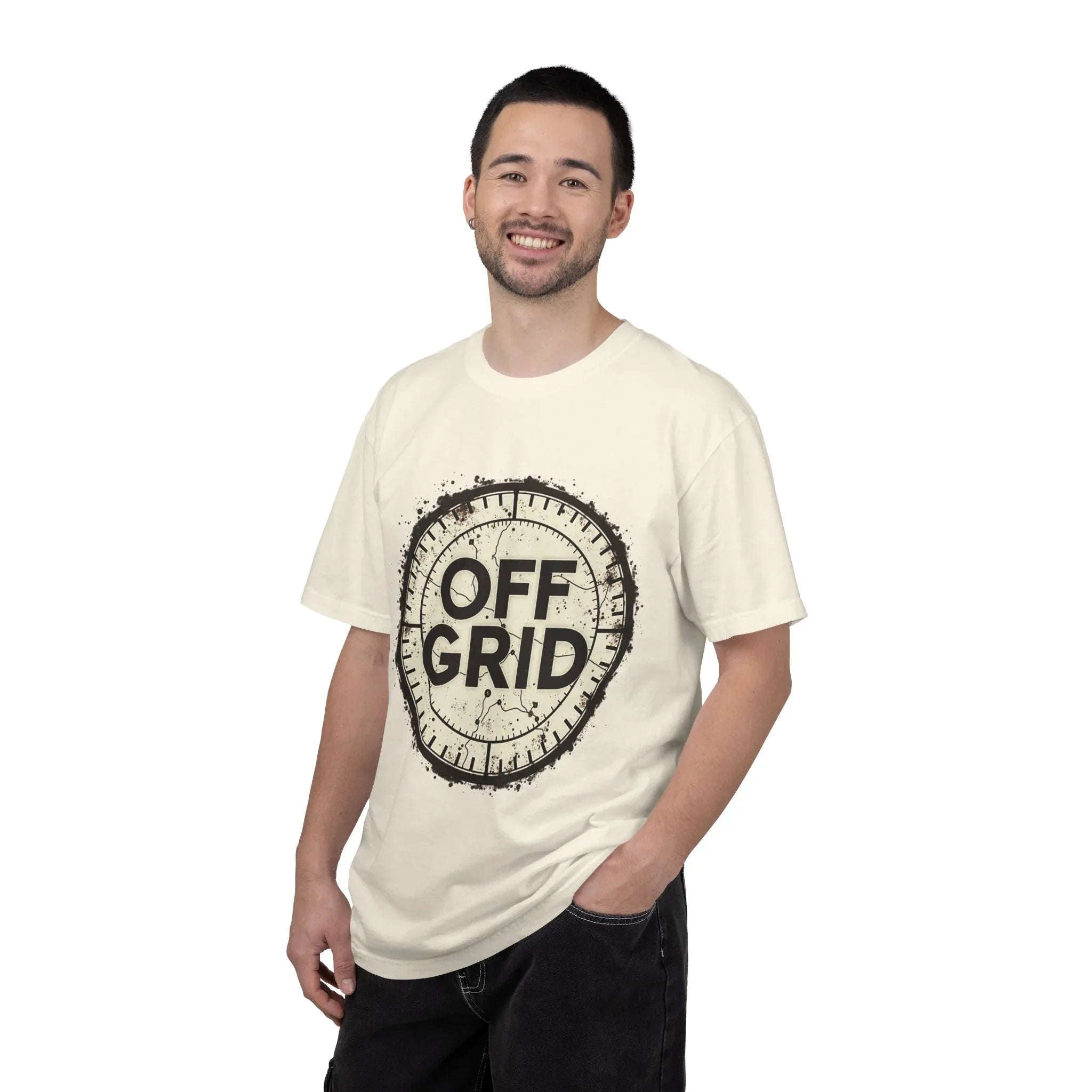Off Grid Compass T-Shirt, Adventure Map Outdoor Tee, Vintage Compass Graphic Shirt, Hiking Camping Trail Shirt Ivory
