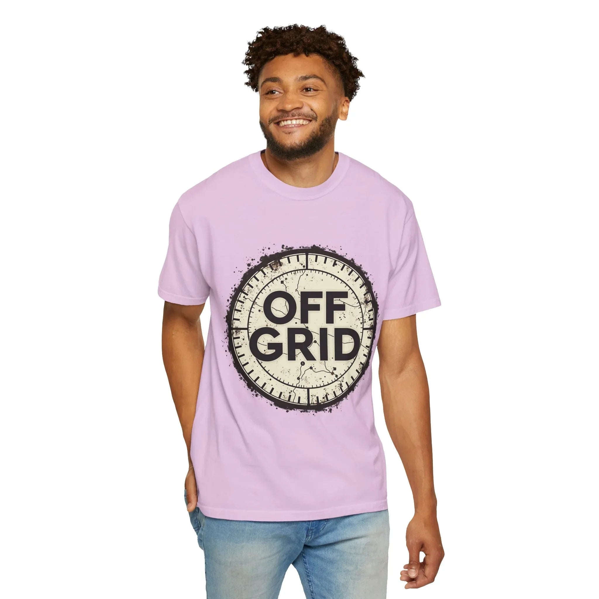 Off Grid Compass T-Shirt, Adventure Map Outdoor Tee, Vintage Compass Graphic Shirt, Hiking Camping Trail Shirt Orchid