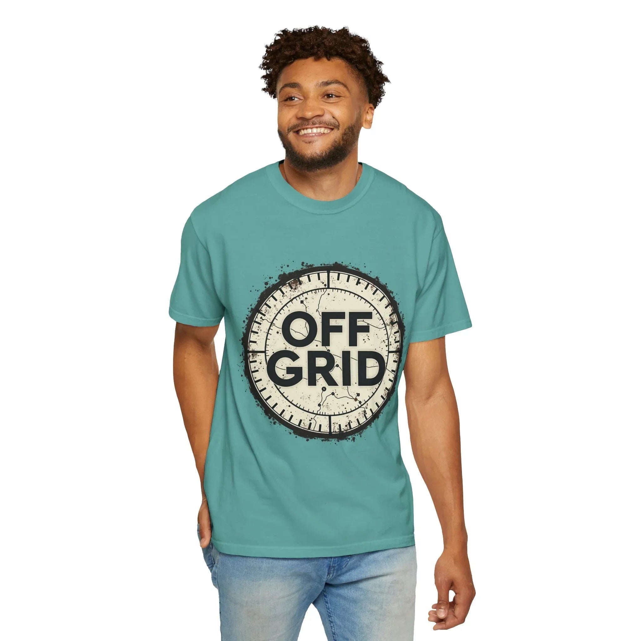 Off Grid Compass T-Shirt, Adventure Map Outdoor Tee, Vintage Compass Graphic Shirt, Hiking Camping Trail Shirt Seafoam