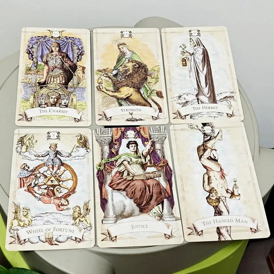 Old Style Tarot Deck – 79 Double-Sided Embossed Vintage Cards | Clear Symbolism & Rigid Box (12×7cm)