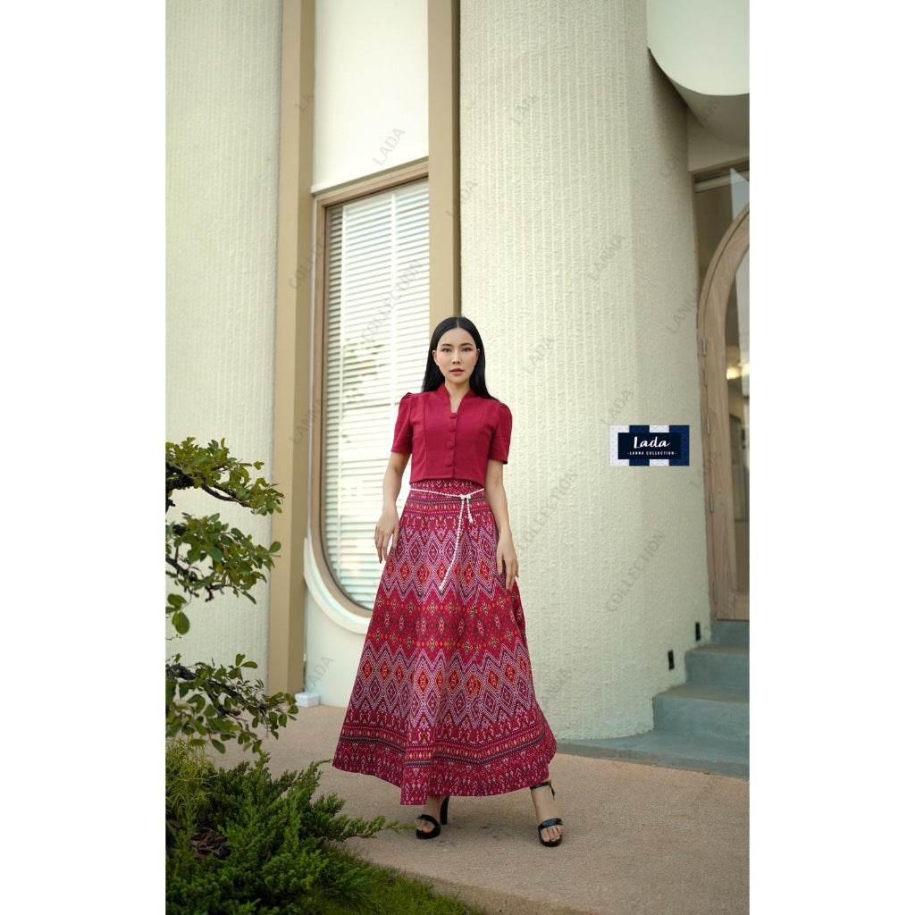 One-Sake.com Thai Traditional Blouse and Skirt Set for Elegant Cultural Fashion