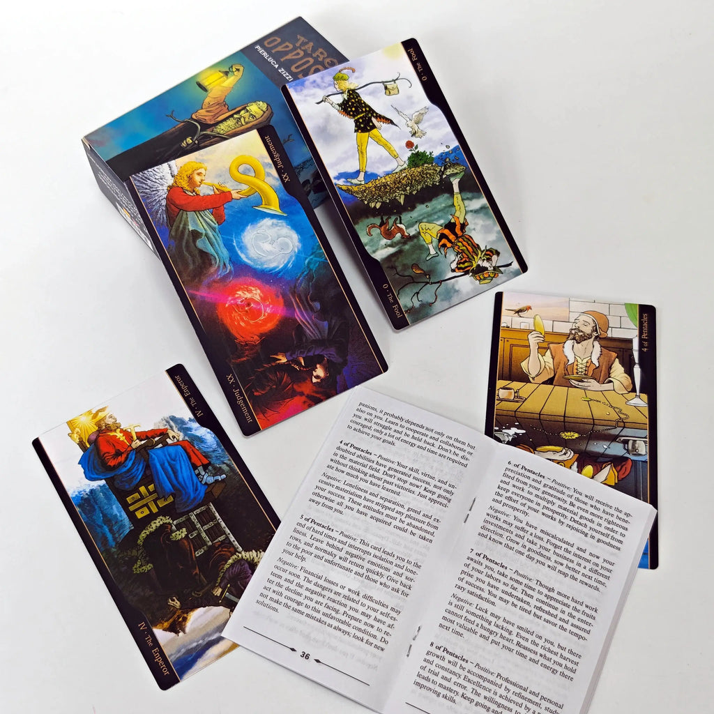 Oppositions Tarot Deck – Thought-Provoking 78-Card Deck Exploring Duality, Conflict, and Balance with Rich Artistry
