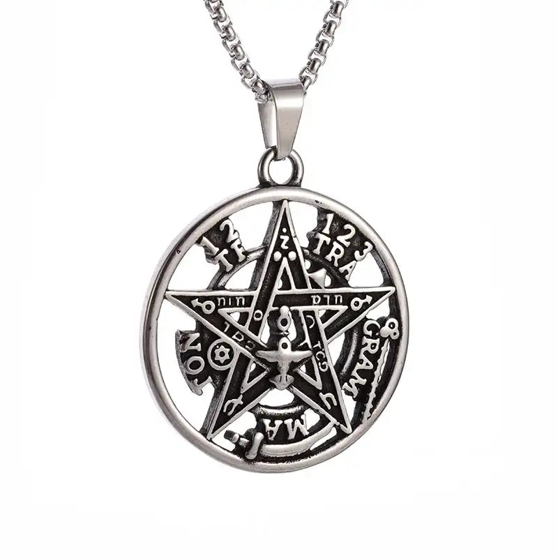 ✨ Oriental Mystical Witchcraft Pentagram Pendant Necklace – Featuring Jewish Hebrew Script | Unisex Lucky Amulet Jewelry | Spiritual Gift for Men & Women