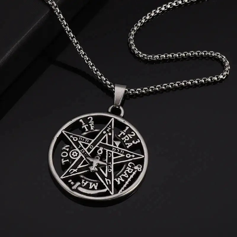 ✨ Oriental Mystical Witchcraft Pentagram Pendant Necklace – Featuring Jewish Hebrew Script | Unisex Lucky Amulet Jewelry | Spiritual Gift for Men & Women