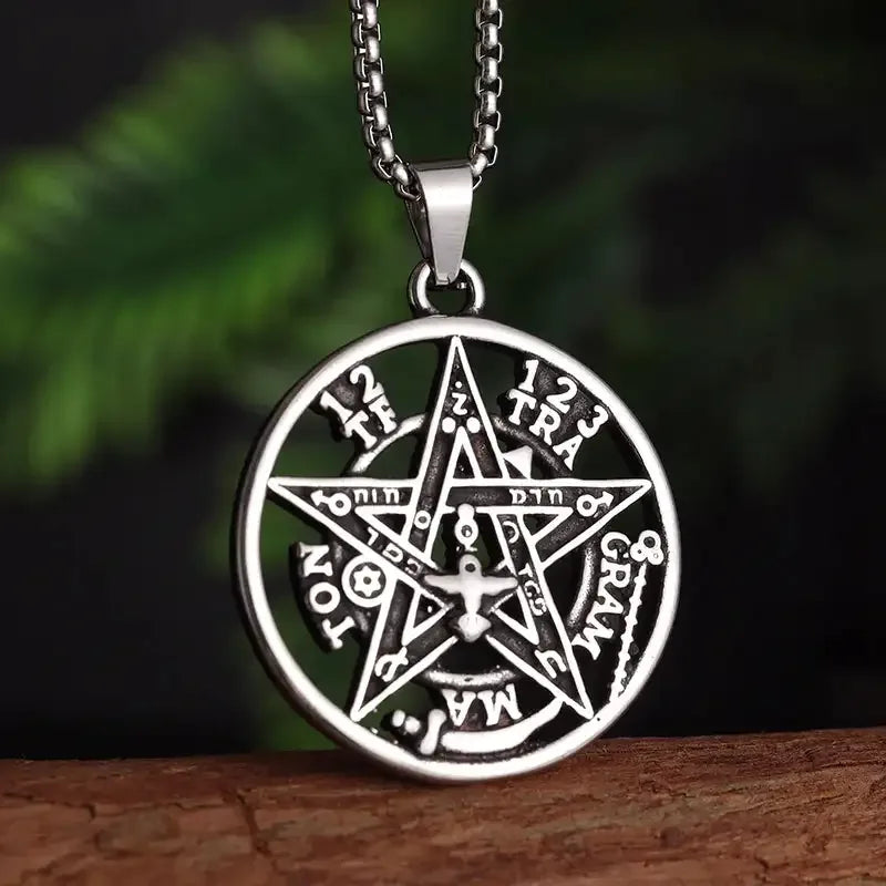 ✨ Oriental Mystical Witchcraft Pentagram Pendant Necklace – Featuring Jewish Hebrew Script | Unisex Lucky Amulet Jewelry | Spiritual Gift for Men & Women