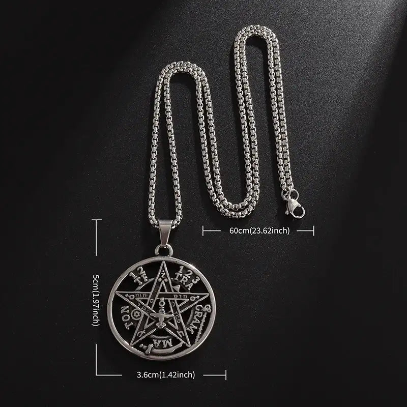 ✨ Oriental Mystical Witchcraft Pentagram Pendant Necklace – Featuring Jewish Hebrew Script | Unisex Lucky Amulet Jewelry | Spiritual Gift for Men & Women