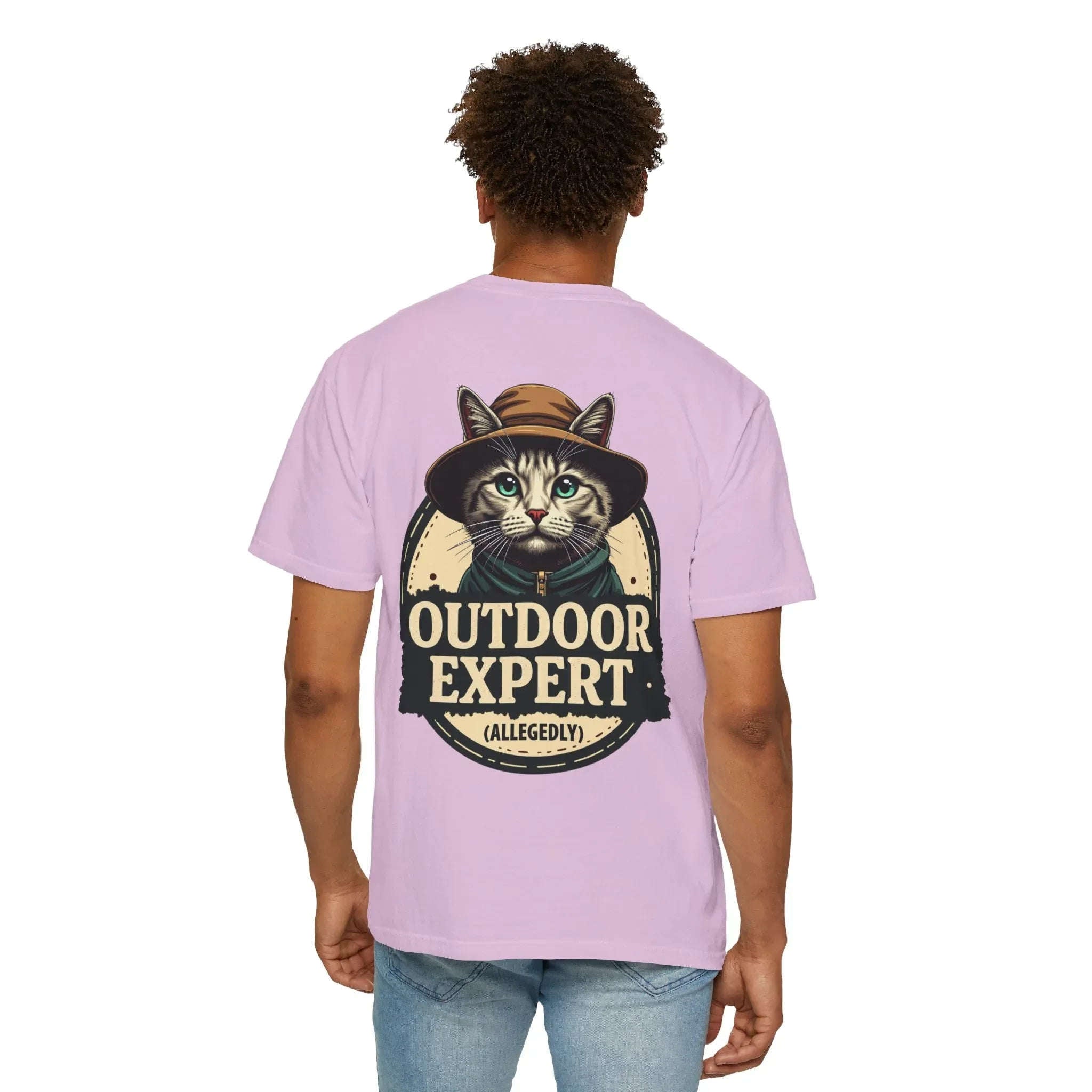 Outdoor Expert Cat Allegedly Shirt, Funny Camping Cat Tee, Vintage Badge Camper Graphic T-Shirt, Hiker Gift, RV Van Life