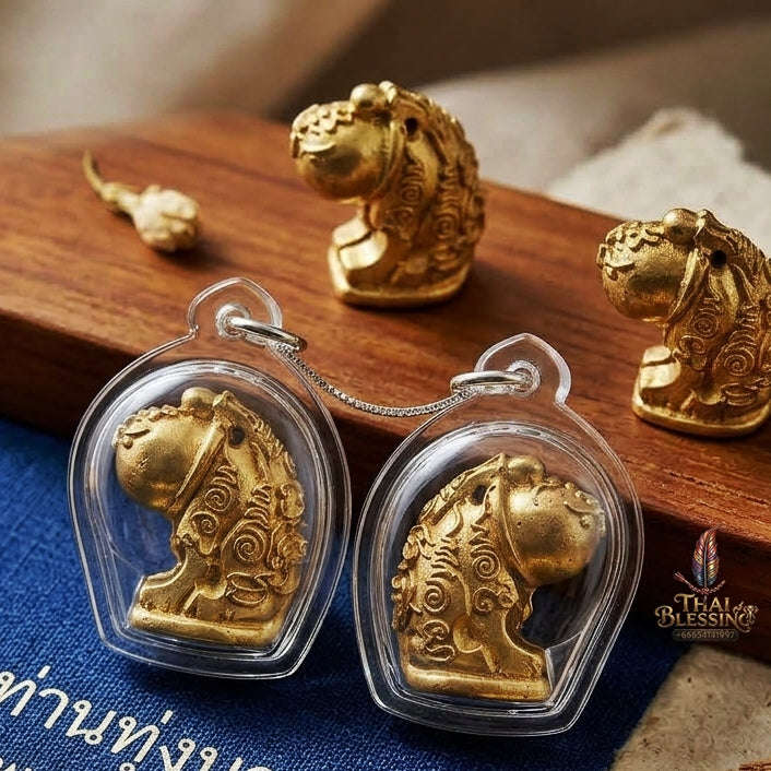Palad Khik Tiger Pendant Thai Amulet Protection talisman good luck charm spiritual jewelry Sovereign Tiger Authority & Brass Metallurgy Palat Khik Phaya Suea Thai Blessing Co By RURUECHA
