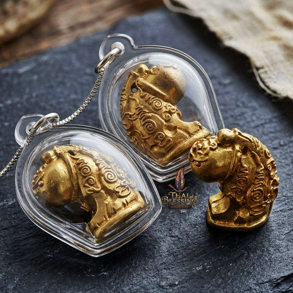 Palad Khik Tiger Pendant Thai Amulet Protection talisman good luck charm spiritual jewelry Sovereign Tiger Authority & Brass Metallurgy Palat Khik Phaya Suea Thai Blessing Co By RURUECHA