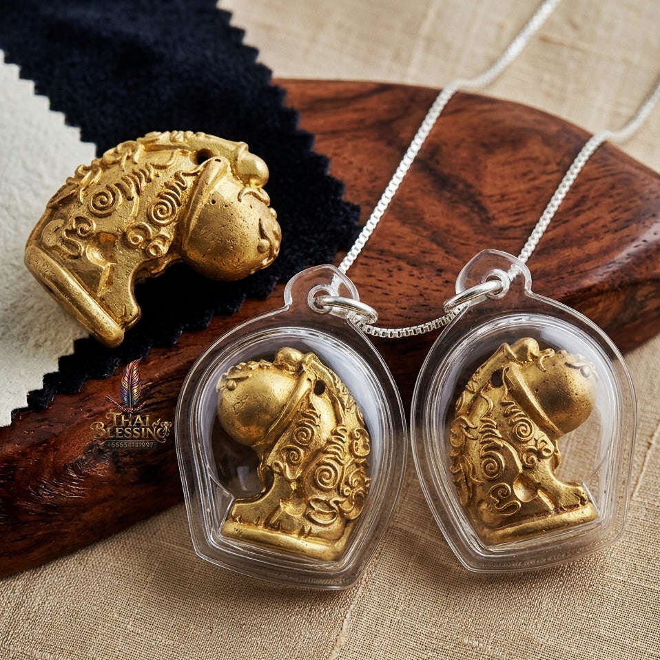 Palad Khik Tiger Pendant Thai Amulet Protection talisman good luck charm spiritual jewelry Sovereign Tiger Authority & Brass Metallurgy Palat Khik Phaya Suea Thai Blessing Co By RURUECHA