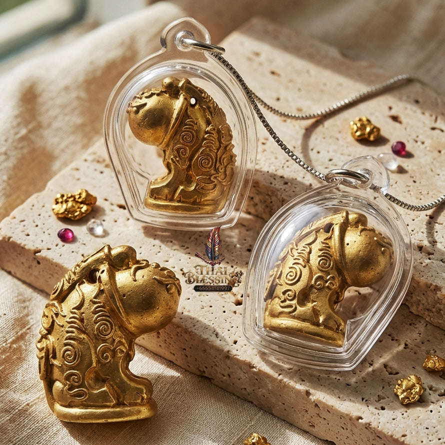 Palad Khik Tiger Pendant Thai Amulet Protection talisman good luck charm spiritual jewelry Sovereign Tiger Authority & Brass Metallurgy Palat Khik Phaya Suea Thai Blessing Co By RURUECHA