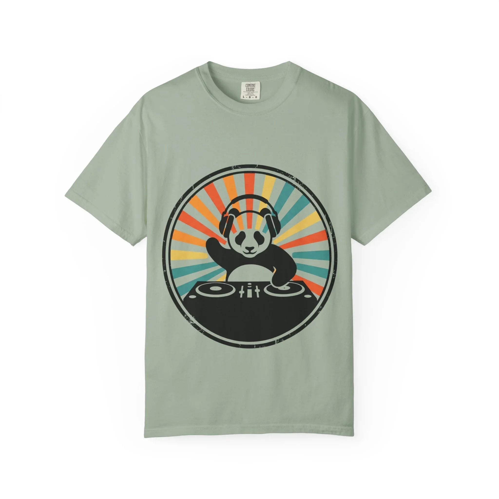 Panda DJ Shirt, Retro Sunburst Turntable Tee, Funny Vinyl Music T-Shirt, EDM Rave Festival Outfit, DJ Gift Bay