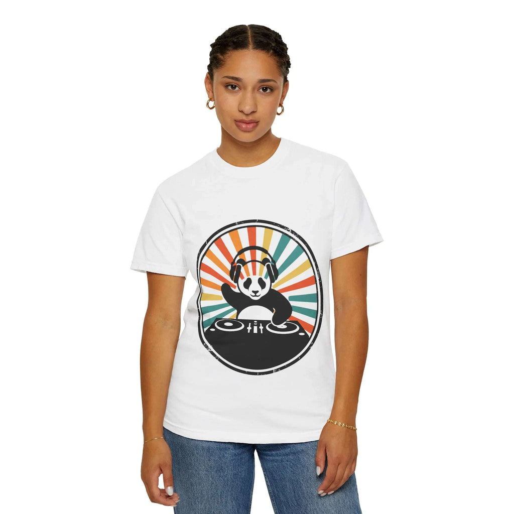 Panda DJ Shirt, Retro Sunburst Turntable Tee, Funny Vinyl Music T-Shirt, EDM Rave Festival Outfit, DJ Gift