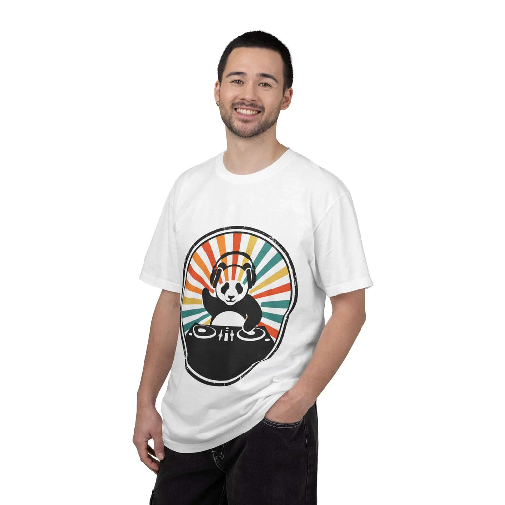 Panda DJ Shirt, Retro Sunburst Turntable Tee, Funny Vinyl Music T-Shirt, EDM Rave Festival Outfit, DJ Gift