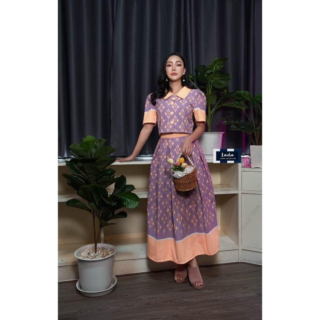 Pastel Blouse and Skirt Set - Modest Cotton Outfit for Women in 3 Colors