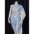 Thai Bridal Outfit Set - Pastel Blue 3m Sabai & Pleated Sarong
