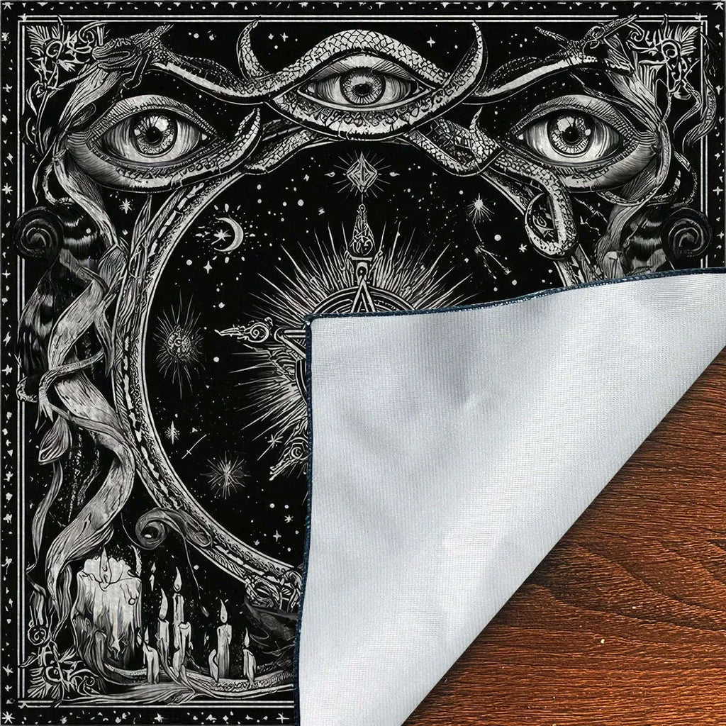 Pentagram Flowers & Plants Tarot Card Tablecloth Polyester Moon Tree of Life Altar Cloth Pagan Starry sky Divination Home Decor