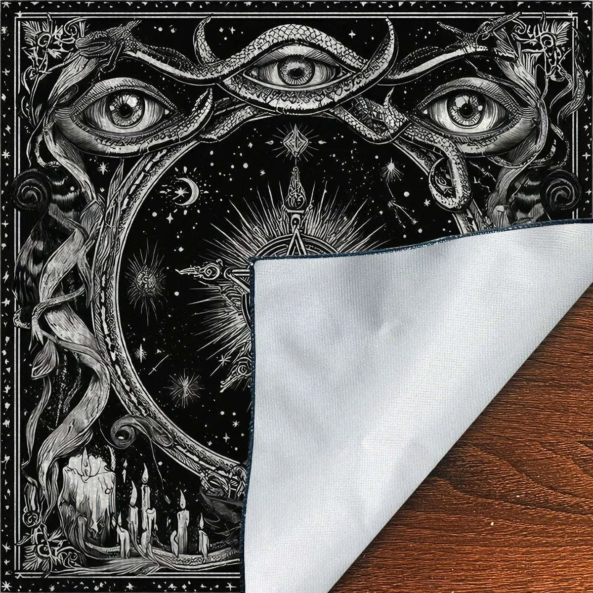 Pentagram Flowers & Plants Tarot Card Tablecloth Polyester Moon Tree of Life Altar Cloth Pagan Starry sky Divination Home Decor