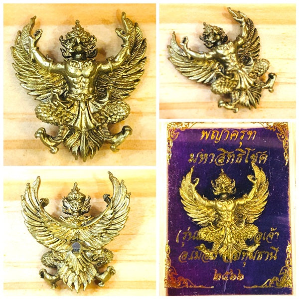 Phaya Krut amulet for wealth and protection featuring intricate design with wings and detailed craftsmanship