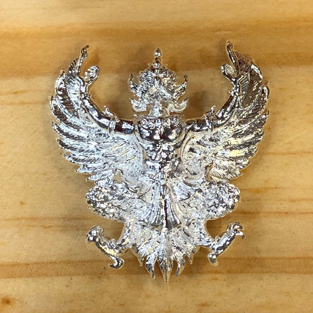 Phaya Krut amulet for wealth and protection crafted in silver with intricate details