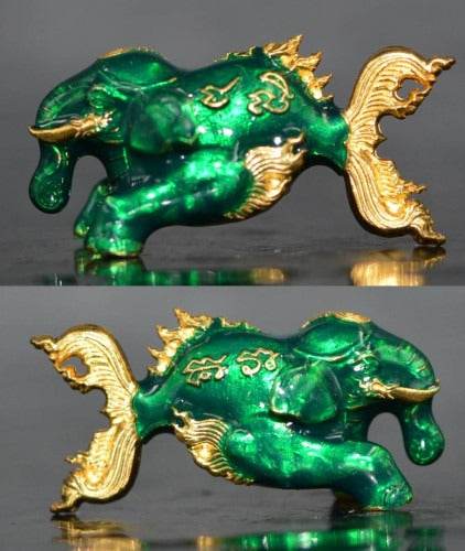 Phaya Kuncharoa Wari Amulet for Sale - Thai Lucky Charm ร้านค้าของฉัน Gold plated with green enamel 2K plating 3K plating 2K plating-3K plating-Gold plated with green enamel-Gold plated with red enamel-Gold plated-