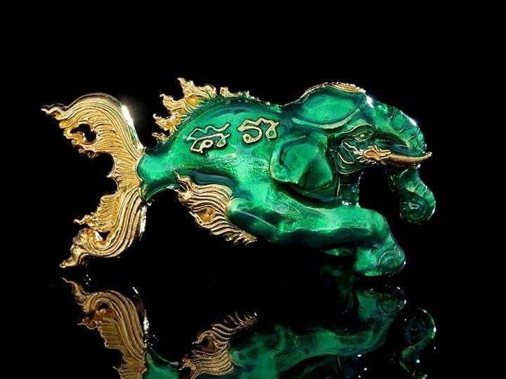 Phaya Kuncharoa Wari Amulet for Sale - Thai Lucky Charm ร้านค้าของฉัน Gold plated with green enamel 2K plating 3K plating 2K plating-3K plating-Gold plated with green enamel-Gold plated with red enamel-Gold plated-