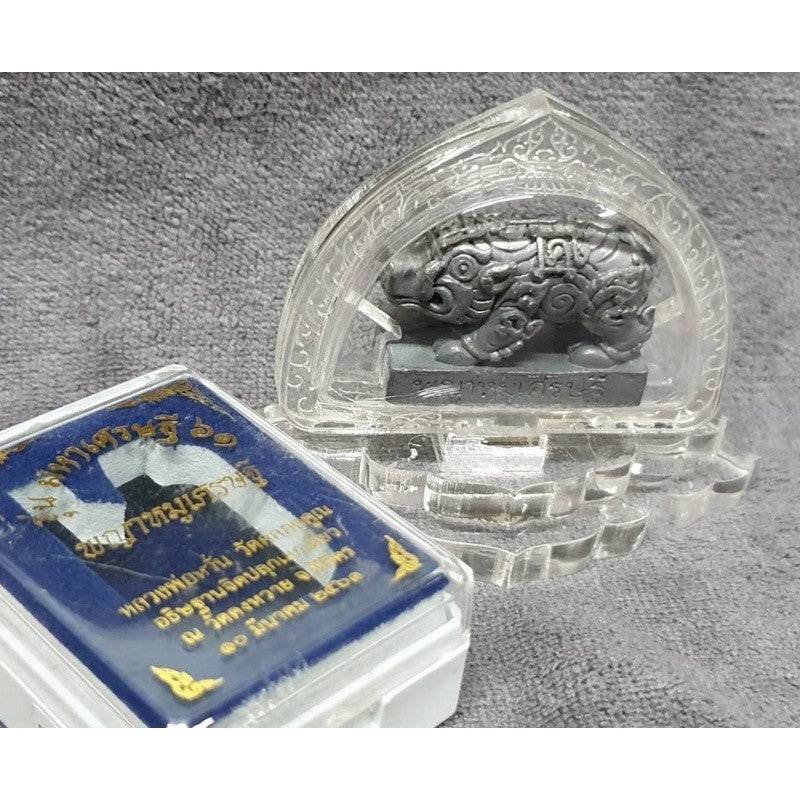 Phaya Moo Setthi sacred pig figurine in clear display case from Thai Blessing Co for feng shui enthusiasts