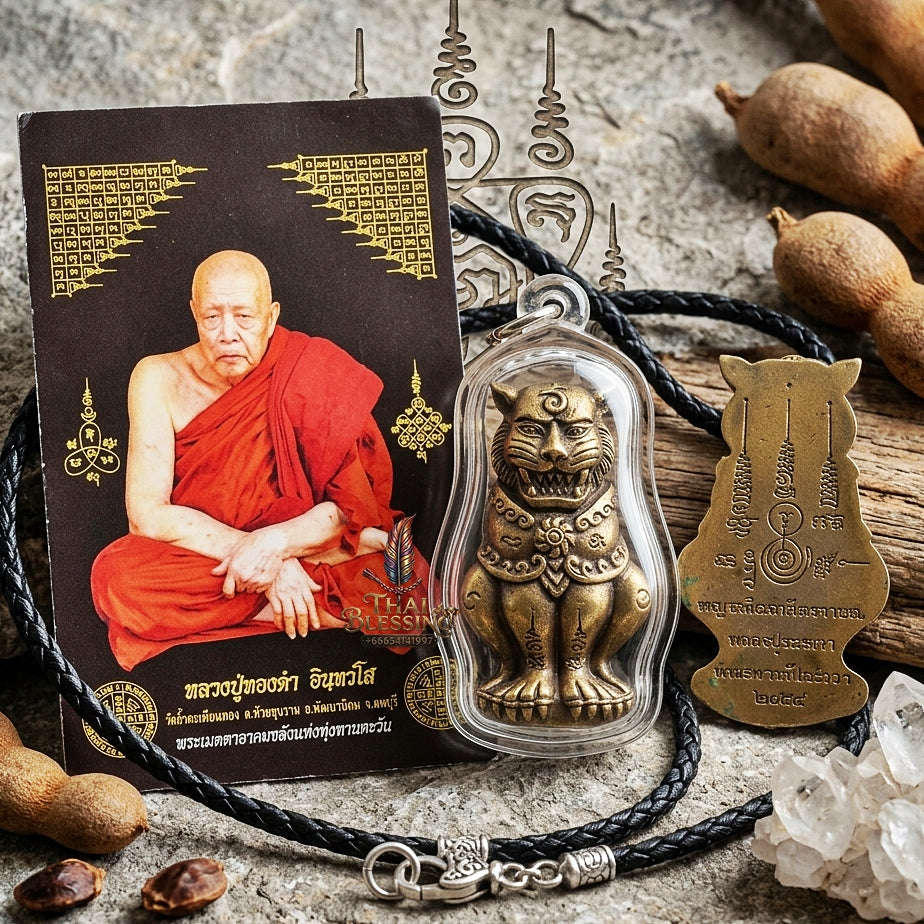 Phaya Suea Chak Narai Thai Amulet Protection talisman good luck charm spiritual jewelry Sacred Divine Tiger Guardian Vishnu Discus & 7-Metals Sacred Alloy Thai Blessing Co By RURUECHA