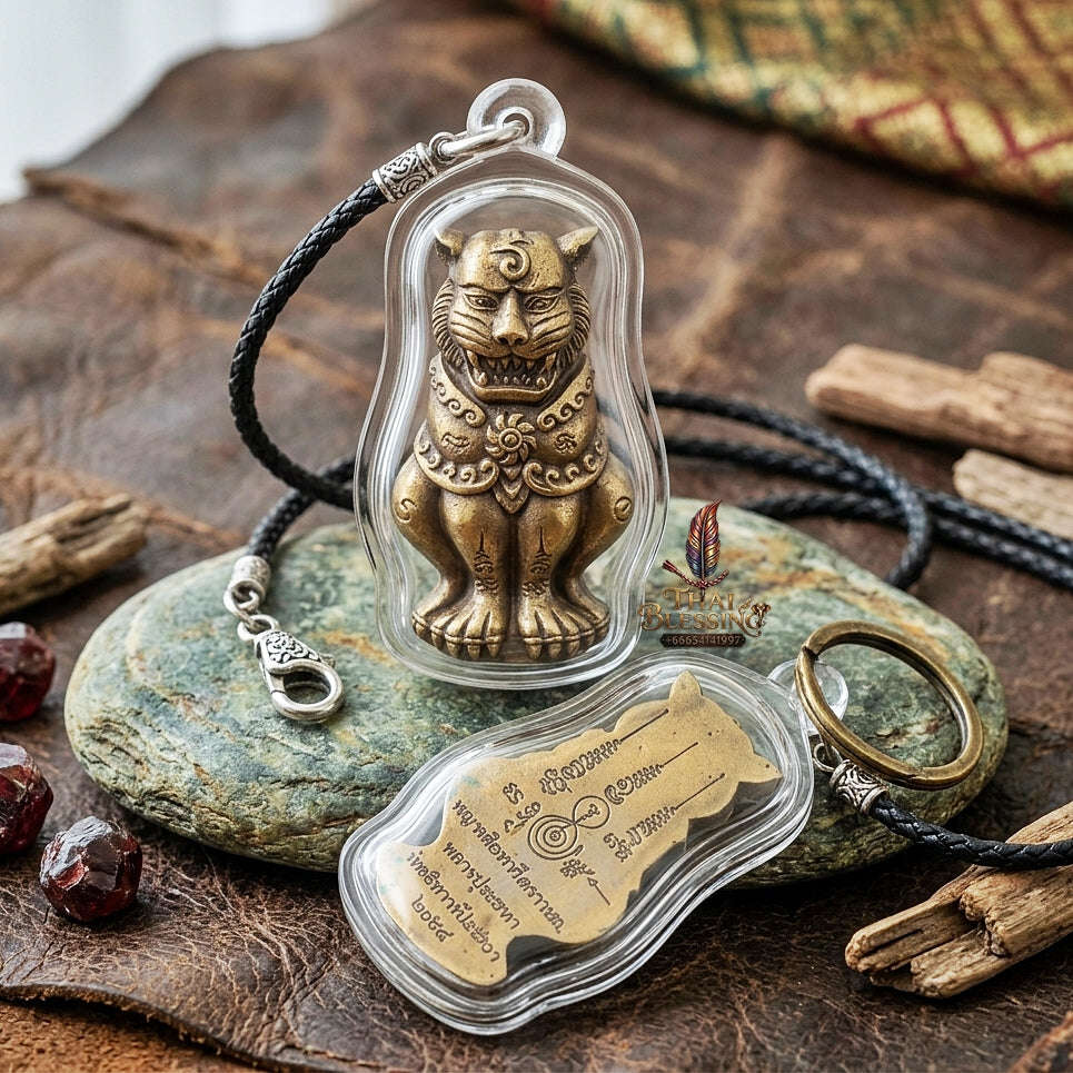 Phaya Suea Chak Narai Thai Amulet Protection talisman good luck charm spiritual jewelry Sacred Divine Tiger Guardian Vishnu Discus & 7-Metals Sacred Alloy Thai Blessing Co By RURUECHA